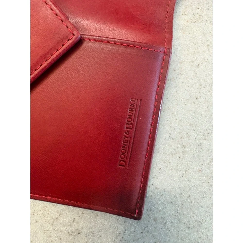 Vintage Dooney & Bourke Florentine Red Leather Checkbook Wallet Organizer
